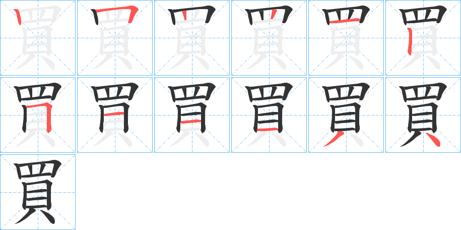 買字的笔顺分布演示