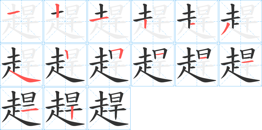 趕字的笔顺分布演示