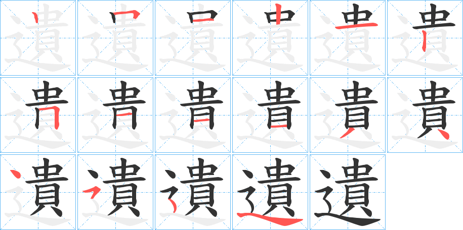 遺字的笔顺分布演示