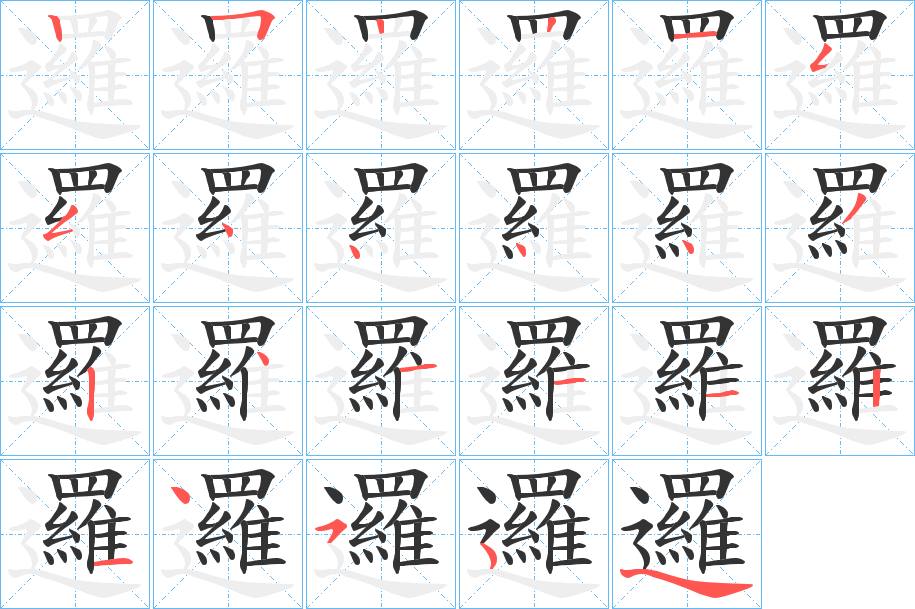 邏字的笔顺分布演示