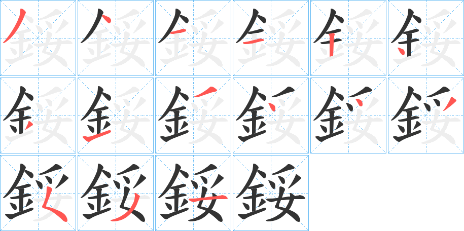 鋖字的笔顺分布演示