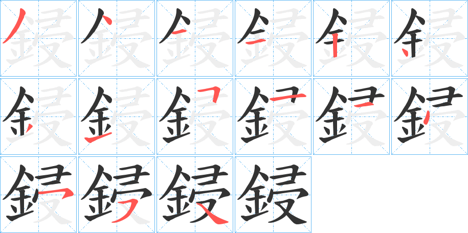 鋟字的笔顺分布演示