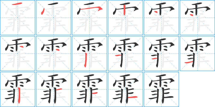 霏字的笔顺分布演示