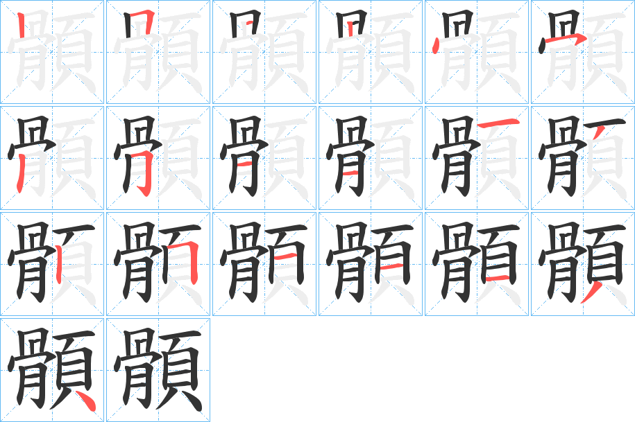 顝字的笔顺分布演示