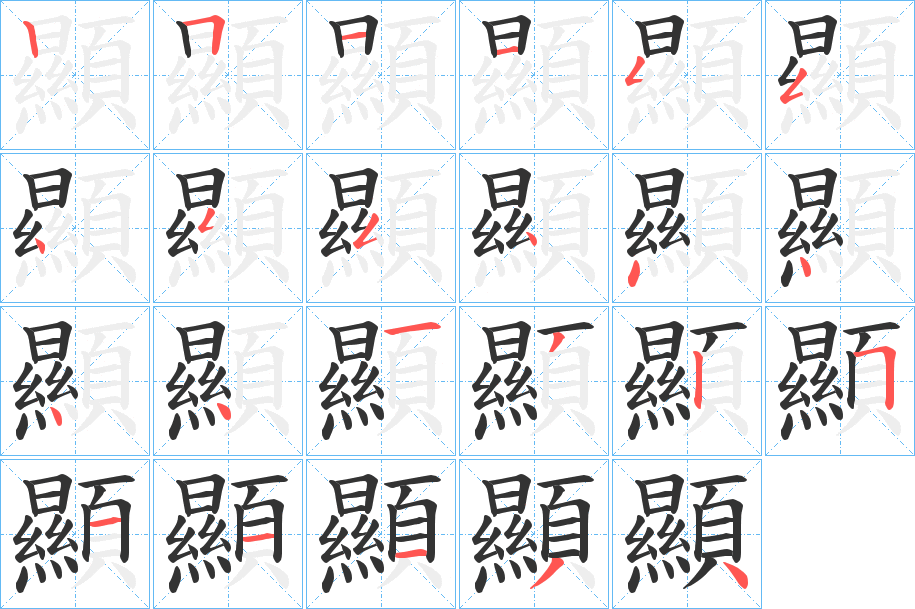 顯字的笔顺分布演示