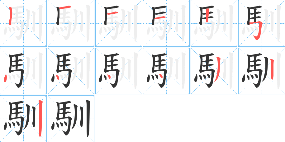 馴字的笔顺分布演示