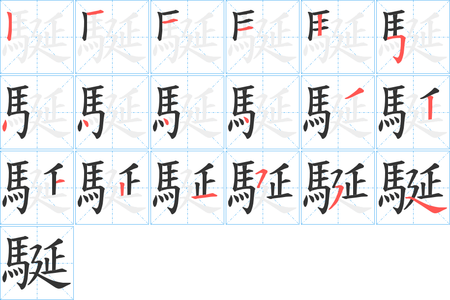 駳字的笔顺分布演示