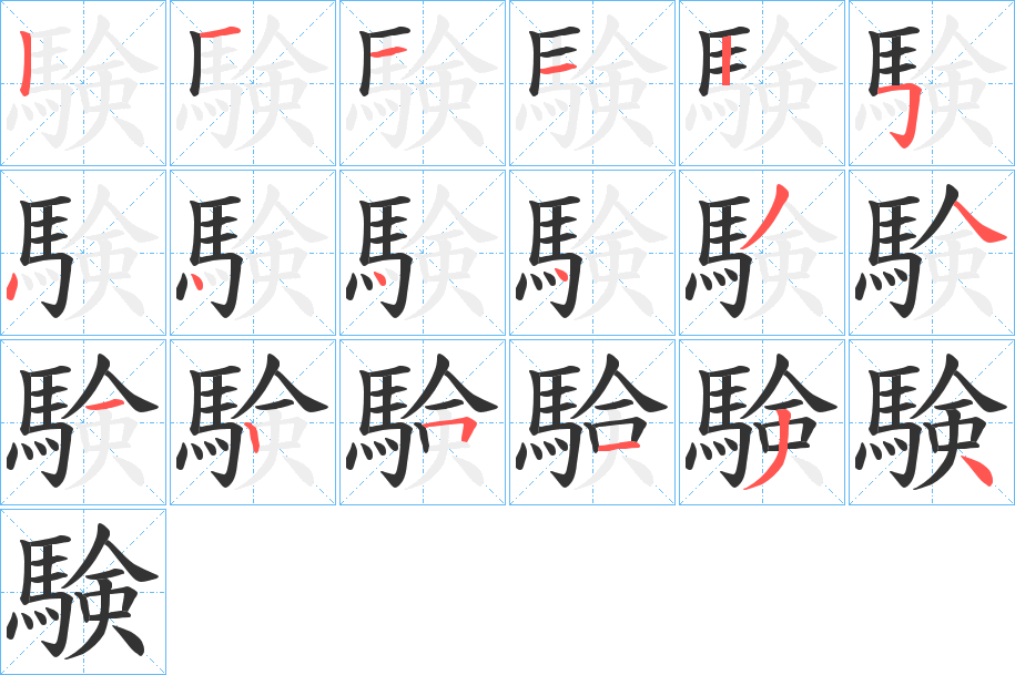 験字的笔顺分布演示