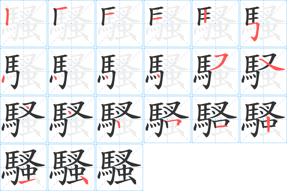 騷字的笔顺分布演示