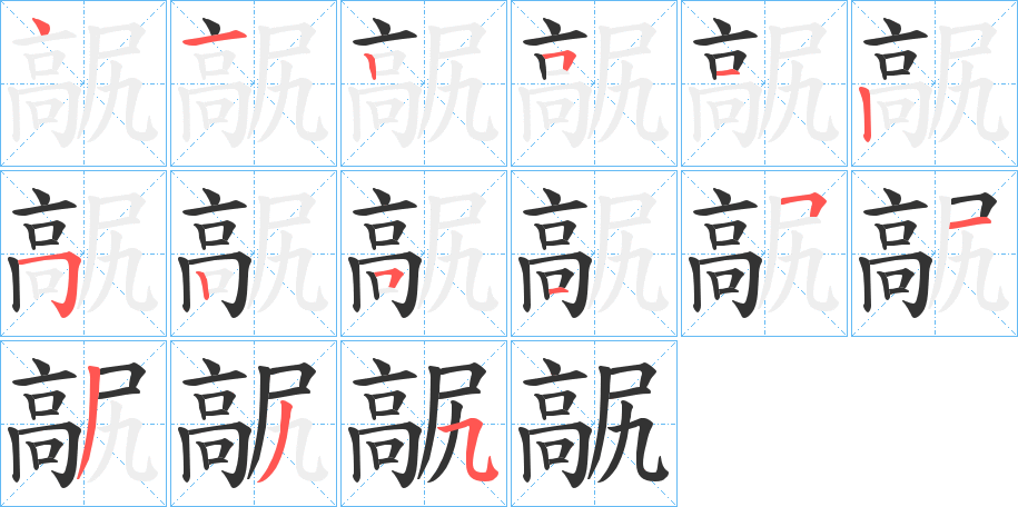 髛字的笔顺分布演示