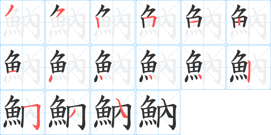 魶字的笔顺分布演示