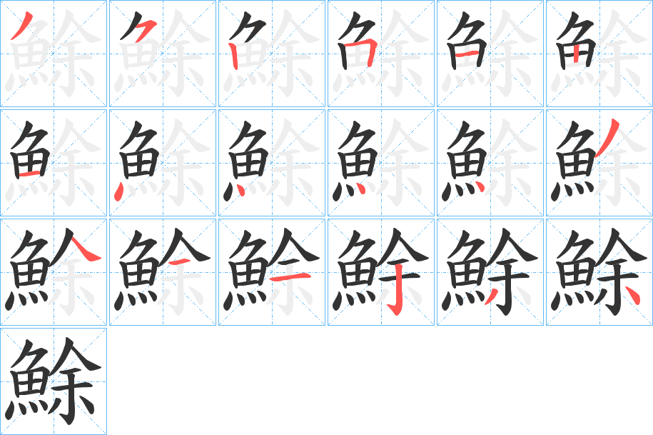 鮽字的笔顺分布演示