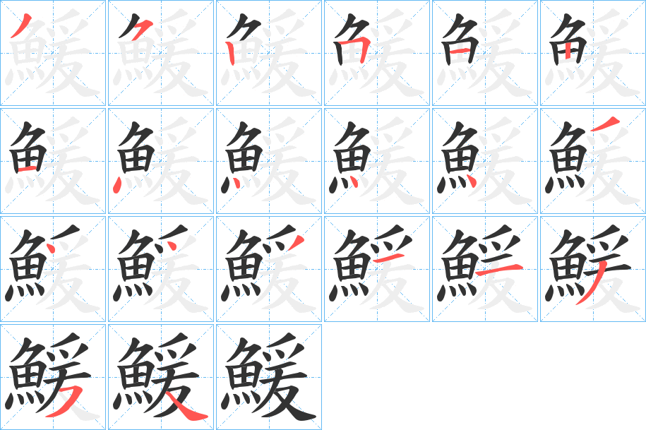 鰀字的笔顺分布演示