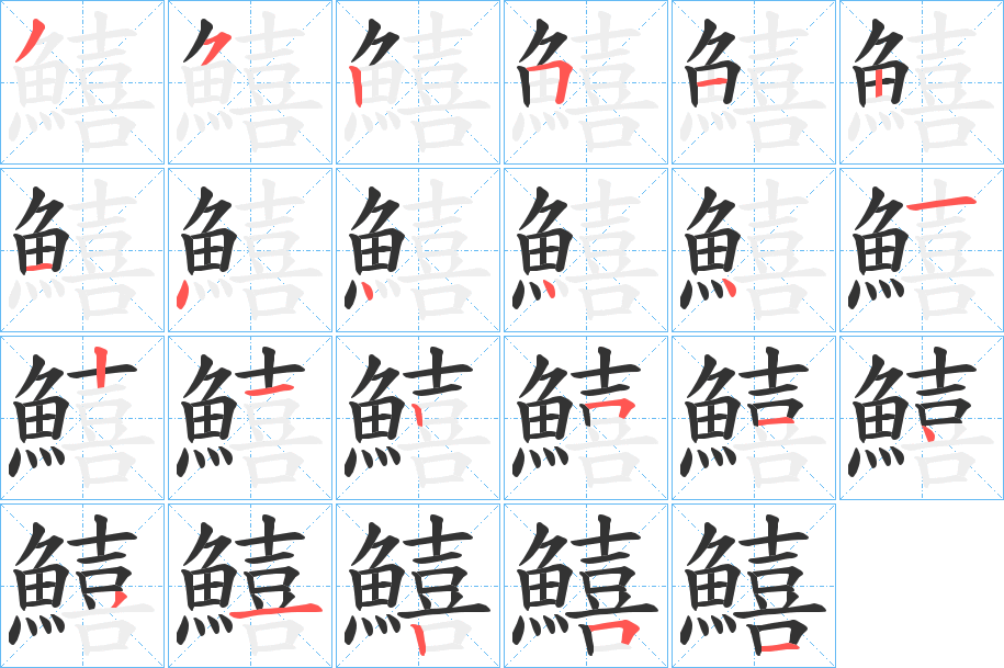 鱚字的笔顺分布演示