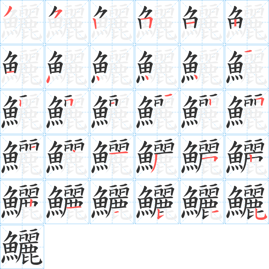 鱺字的笔顺分布演示