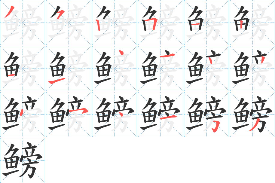 鳑字的笔顺分布演示