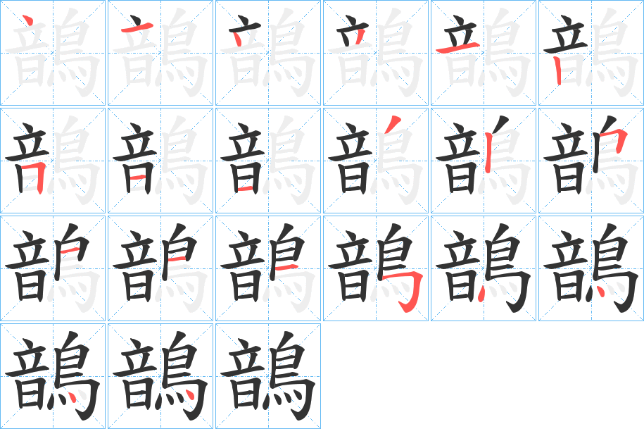 鶕字的笔顺分布演示