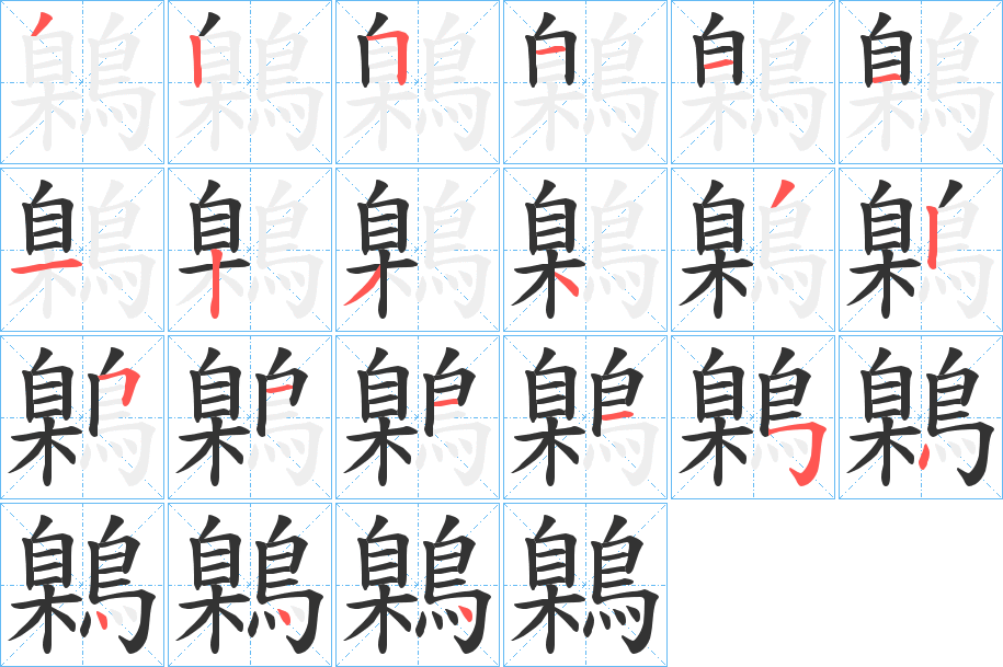 鷍字的笔顺分布演示