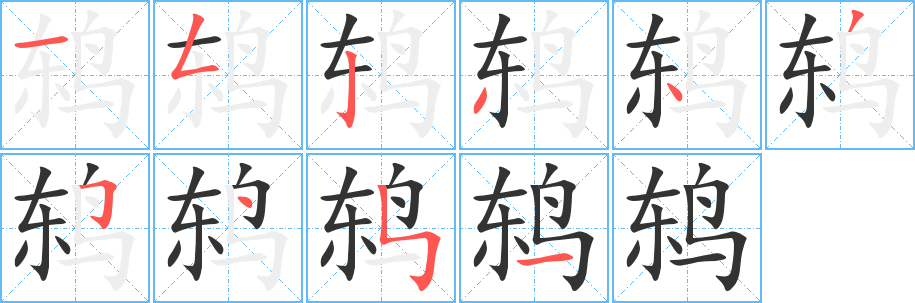 鸫字的笔顺分布演示