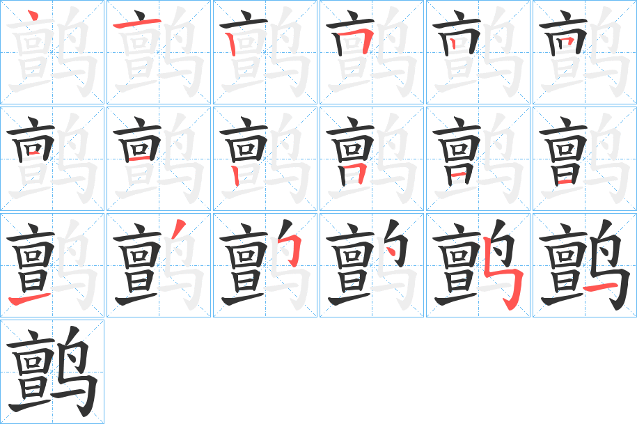 鹯字的笔顺分布演示