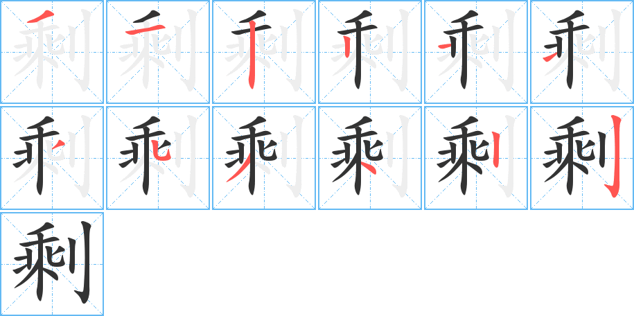 剩字的笔顺分布演示