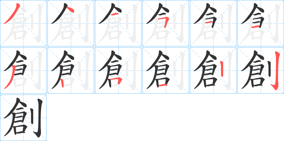 創字的笔顺分布演示