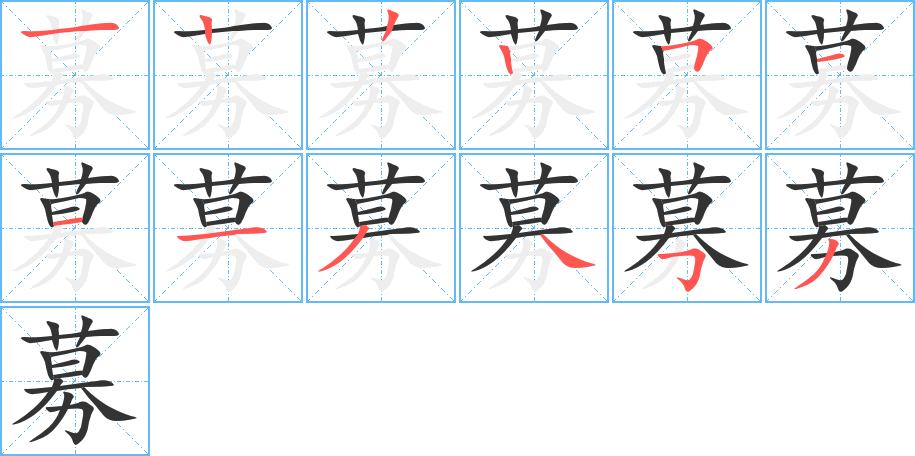 募字的笔顺分布演示