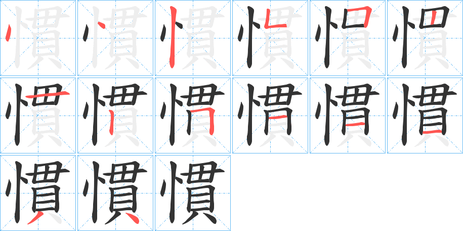 慣字的笔顺分布演示