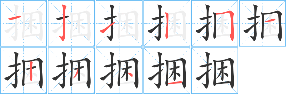 捆字的笔顺分布演示