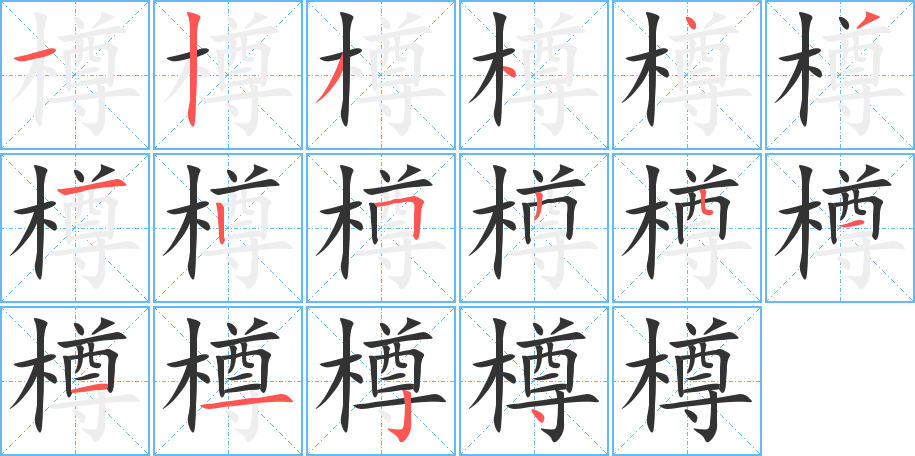 樽字的笔顺分布演示