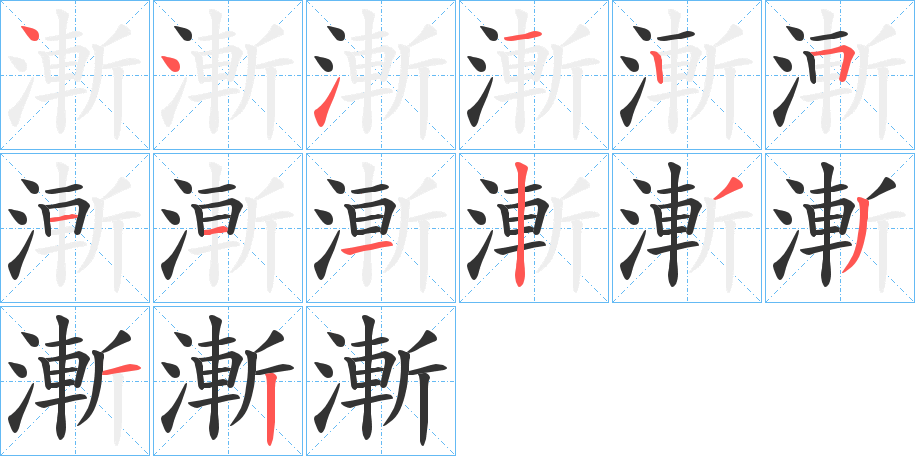 漸字的笔顺分布演示