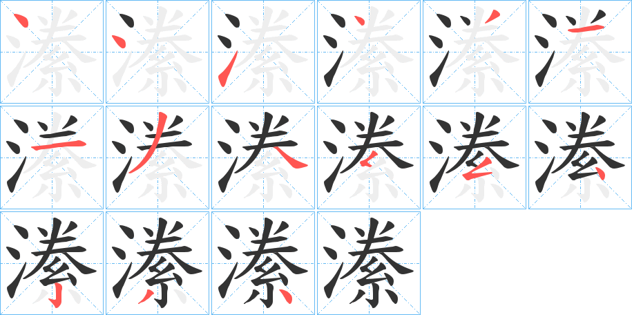 潫字的笔顺分布演示